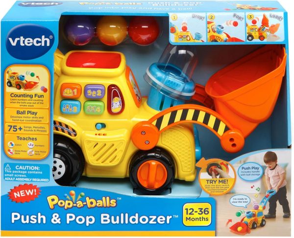 Elm Mart VTech Pop-a-Balls Push & Pop Bulldozer, Yellow