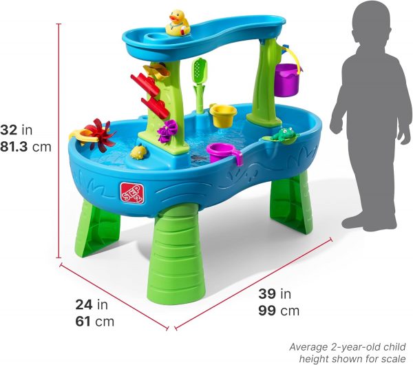 Elm Mart Step2 Rain Showers Splash Pond Toddler Water Table, Kids Water and Sand Activity Sensory Playset, Summer Outdoor Toys, 13 Piece Toy Accessories, For Toddles 1.5+ Years Old