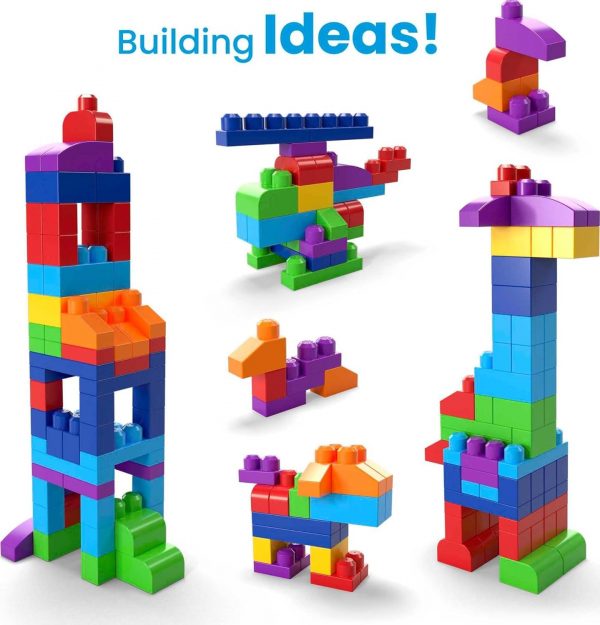 Elm Mart Mega Bloks First Builders Toddler Blocks Toys Set, Big Building Bag with 80 Pieces and Storage, Blue, Ages 1+ Years