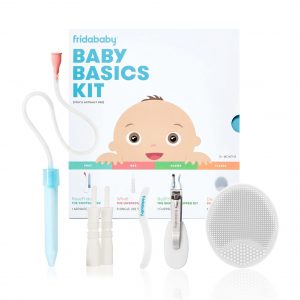 Elm Mart Frida Baby Basics Kit, Baby Essentials Kit Includes Nasal Aspirator Snotsucker, NailFrida Nail Files, Windi Gas Relief, DermaFrida Bath Brush + Silicone Carry Case