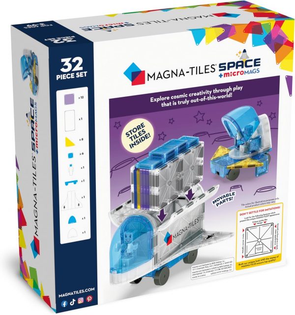 Elm Mart MAGNA-TILES Space 32-Piece Magnetic Construction Set, The Original Magnetic Building Brand