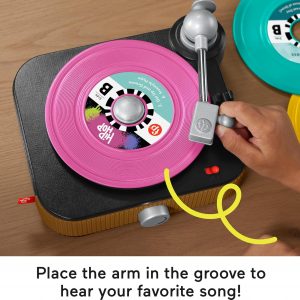 Elm mart Fisher-Price Musical Toy, Rockin’ Record Player for Preschool Pretend Play for Kids Ages 3+ Year