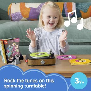 Elm mart Fisher-Price Musical Toy, Rockin’ Record Player for Preschool Pretend Play for Kids Ages 3+ Year