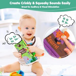 Elm Mart beiens Baby Books Toys, Touch and Feel Crinkle Cloth Book for Infant Baby 0-3-6-12-18 Months, Early Development Interactive Stroller Soft Toys, Shower Gifts Christmas Stocking Stuffers for Boys Girls