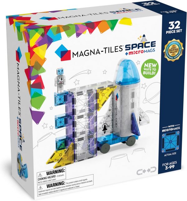 Elm Mart MAGNA-TILES Space 32-Piece Magnetic Construction Set, The Original Magnetic Building Brand