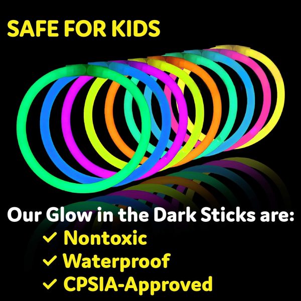 Elm Mart 100 Ultra Bright Glow Sticks Bracelets and Necklaces - Premium Glow in the Dark Party Supplies and Decorations - Bulk 8" Glowsticks Party Favors Pack