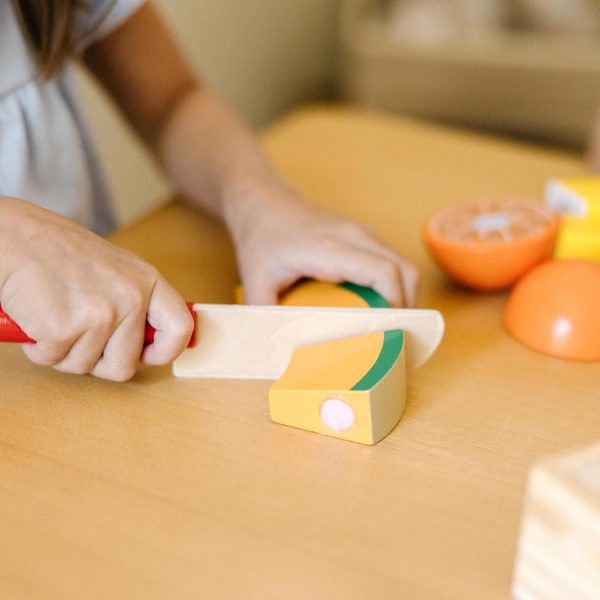 Elm Mart Melissa & Doug Cutting Fruit Set - Wooden Play Food Kitchen Accessory, Multi - Pretend Play Accessories, Wooden Cutting Fruit Toys For Toddlers And Kids Ages 3+