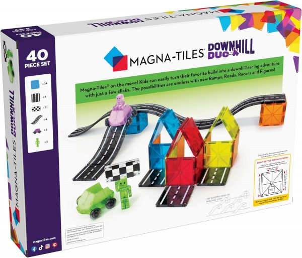 Elm Mart MAGNA-TILES Downhill Duo 40-Piece Magnetic Construction Set, The Original Magnetic Building Brand