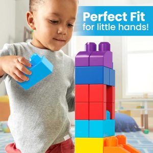 Elm Mart Mega Bloks First Builders Toddler Blocks Toys Set, Big Building Bag with 80 Pieces and Storage, Blue, Ages 1+ Years