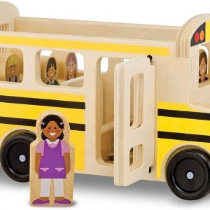 Elm Mart Melissa & Doug School Bus Wooden Toy Set With 7 Figures, Pretend Play, Classic Toys For Kids