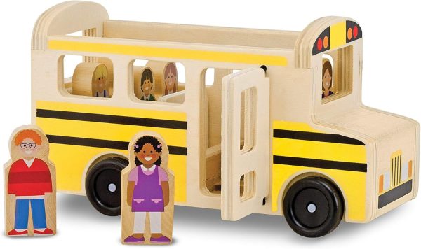 Elm Mart Melissa & Doug School Bus Wooden Toy Set With 7 Figures, Pretend Play, Classic Toys For Kids