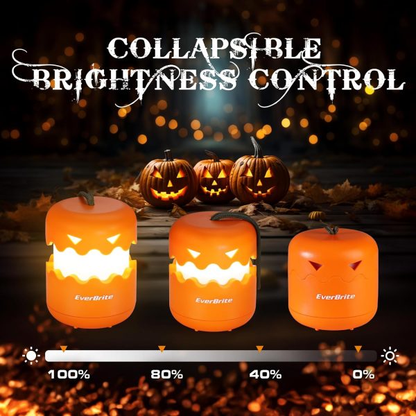 Elm Mart EverBrite 3-Pack Halloween Pumpkin Lantern, Collapsible Jack O Lantern Pumpkins with Lanyard, Halloween Party Favors for Kids, Light up Pumpkin Outdoor for Halloween Party Decoration