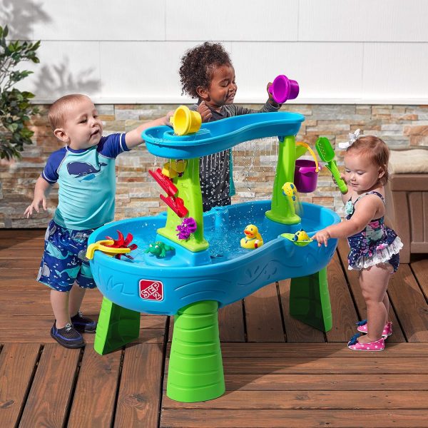 Elm Mart Step2 Rain Showers Splash Pond Toddler Water Table, Kids Water and Sand Activity Sensory Playset, Summer Outdoor Toys, 13 Piece Toy Accessories, For Toddles 1.5+ Years Old