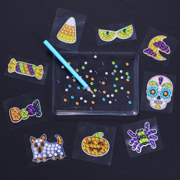 Elm Mart Creativity for Kids Big Gem Diamond Painting Kit - Halloween Stickers and Suncatchers - Halloween DIY Crafts for Kids, Halloween Activities and Gifts for Kids Ages 6-8+