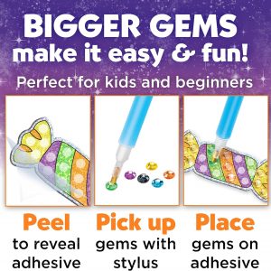 Elm Mart Creativity for Kids Big Gem Diamond Painting Kit - Halloween Stickers and Suncatchers - Halloween DIY Crafts for Kids, Halloween Activities and Gifts for Kids Ages 6-8+