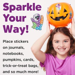 Elm Mart Creativity for Kids Big Gem Diamond Painting Kit - Halloween Stickers and Suncatchers - Halloween DIY Crafts for Kids, Halloween Activities and Gifts for Kids Ages 6-8+