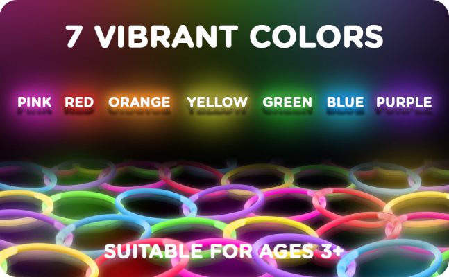 Elm Mart 100 Ultra Bright Glow Sticks Bulk - Halloween Glow in the Dark Party Supplies Pack - 8" Glowsticks Party Favors with Bracelets and Necklaces