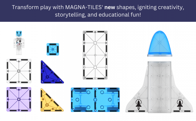 Elm Mart MAGNA-TILES Space 32-Piece Magnetic Construction Set, The Original Magnetic Building Brand