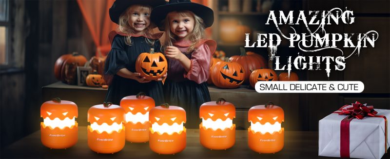 Elm Mart EverBrite 3-Pack Halloween Pumpkin Lantern, Collapsible Jack O Lantern Pumpkins with Lanyard, Halloween Party Favors for Kids, Light up Pumpkin Outdoor for Halloween Party Decoration