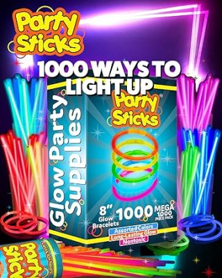 Elm Mart 100 Ultra Bright Glow Sticks Bracelets and Necklaces - Premium Glow in the Dark Party Supplies and Decorations - Bulk 8" Glowsticks Party Favors Pack