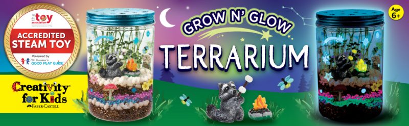 Elm Mart Creativity for Kids Grow 'N Glow Terrarium Kit for Kids - Educational Science Kits Ages 6-8+, Kids Gifts for Boys and Girls, Craft and STEM Projects