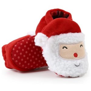 Elmmart Ohwawadi Infant Slippers Cozy Fleece Booties Soft Bottom Warm Cartoon Socks Newborn Crib Shoes