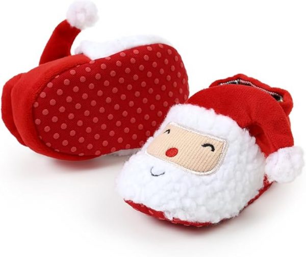 Elmmart Ohwawadi Infant Slippers Cozy Fleece Booties Soft Bottom Warm Cartoon Socks Newborn Crib Shoes