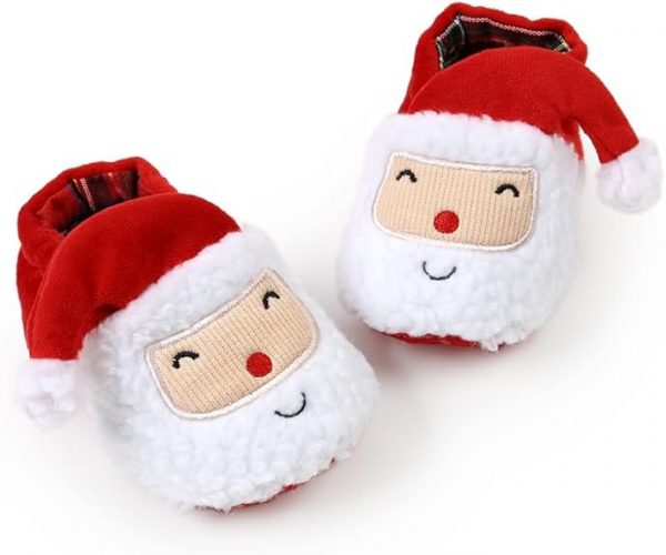 Elmmart Ohwawadi Infant Slippers Cozy Fleece Booties Soft Bottom Warm Cartoon Socks Newborn Crib Shoes