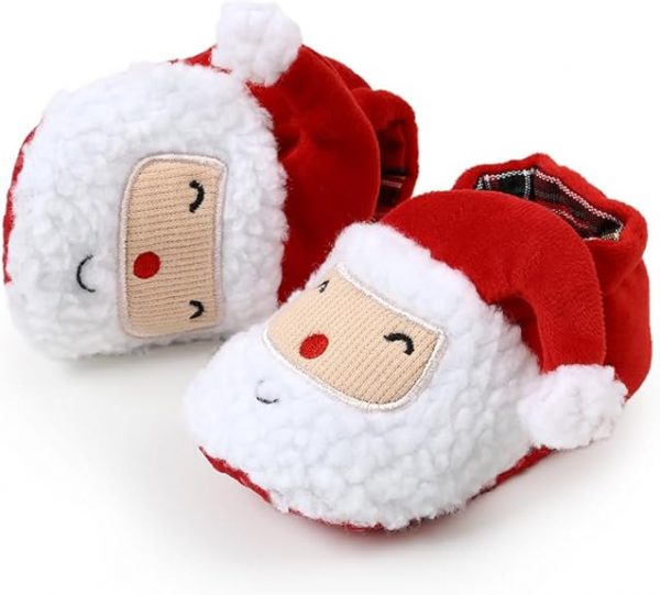 Elmmart Ohwawadi Infant Slippers Cozy Fleece Booties Soft Bottom Warm Cartoon Socks Newborn Crib Shoes