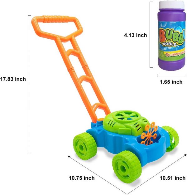 Elm Mart Lydaz Bubble Lawn Mower for Toddlers 1-3, Kids Bubble Blower Maker Machine, Outdoor Summer Push Backyard Gardening Toys, Christmas Birthday Gifts Toys for Preschool Baby Boys Girls Age 1 2 3+ Year Old