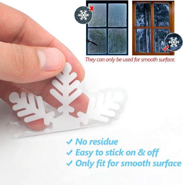 Elmmart LUDILO 135Pcs Christmas Window Clings Snowflakes Window Decals Static Window Stickers for Christmas Decorations Window Décor Ornaments Xmas Party Supplies Thanksgiving Party Décor