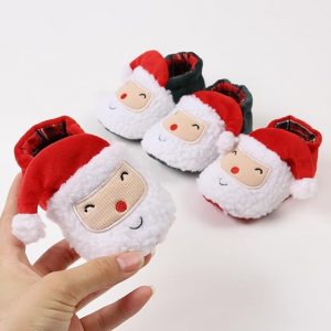 Elmmart Ohwawadi Infant Slippers Cozy Fleece Booties Soft Bottom Warm Cartoon Socks Newborn Crib Shoes