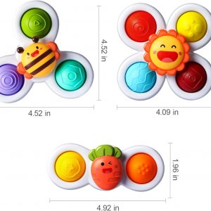 Elm Mart ALASOU 3PCS Pop Suction Cup Spinner Toys for 1 Year Old Boy Girl | Novelty Spinning Tops Toddler Toys Age 1-2|Sensory Baby Toys for Toddlers 1-3|12 18 Months Boy Birthday Gift for Infant