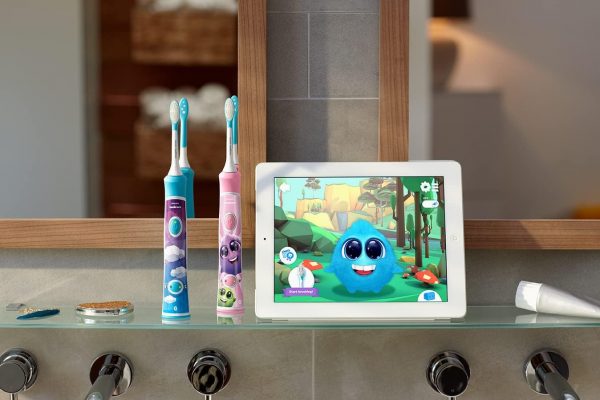 Elm Mart Philips Sonicare for Kids 3+ Bluetooth Connected Rechargeable Electric Toothbrush, Interactive for Better Brushing, Turquoise, HX6321/02