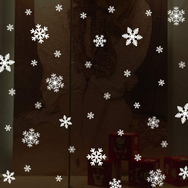Elmmart LUDILO 135Pcs Christmas Window Clings Snowflakes Window Decals Static Window Stickers for Christmas Decorations Window Décor Ornaments Xmas Party Supplies Thanksgiving Party Décor