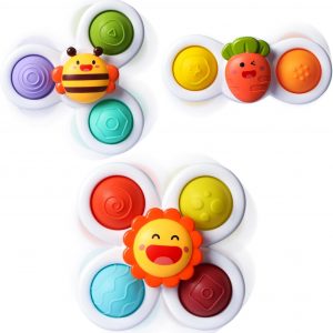 Elm Mart ALASOU 3PCS Pop Suction Cup Spinner Toys for 1 Year Old Boy Girl | Novelty Spinning Tops Toddler Toys Age 1-2|Sensory Baby Toys for Toddlers 1-3|12 18 Months Boy Birthday Gift for Infant