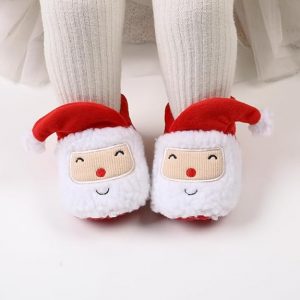 Elmmart Ohwawadi Infant Slippers Cozy Fleece Booties Soft Bottom Warm Cartoon Socks Newborn Crib Shoes