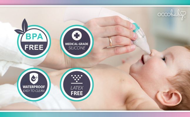 Elm Mart OCCObaby Baby Nasal Aspirator - 2 PK Baby Nose Suction Kit- Battery Operated Baby Nose Cleaner and Manual Baby Nose Sucker for Newborns, Infants and Toddlers - Congestion Relief for Babies