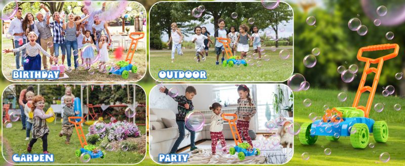 Elm Mart Lydaz Bubble Lawn Mower for Toddlers 1-3, Kids Bubble Blower Maker Machine, Outdoor Summer Push Backyard Gardening Toys, Christmas Birthday Gifts Toys for Preschool Baby Boys Girls Age 1 2 3+ Year Old