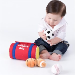 Elmmart Baby GUND My First Sports Bag Stuffed Plush Playset, Baby Gift Toys for Boys and Girls Ages 1 & Up, 5 Piece, 8