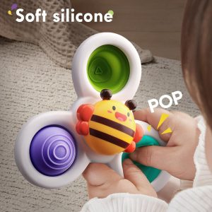 Elm Mart ALASOU 3PCS Pop Suction Cup Spinner Toys for 1 Year Old Boy Girl | Novelty Spinning Tops Toddler Toys Age 1-2|Sensory Baby Toys for Toddlers 1-3|12 18 Months Boy Birthday Gift for Infant