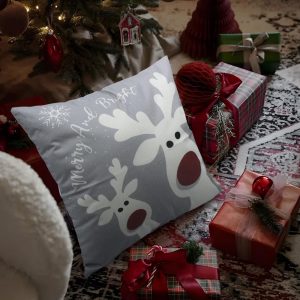 Elmmart PSDWETS Christmas Pillow Covers 18x18 Set of 4 Christmas Decorations Snowman Deer Christmas Tree Winter Holiday Decor Throw Cushion Case for Home Couch