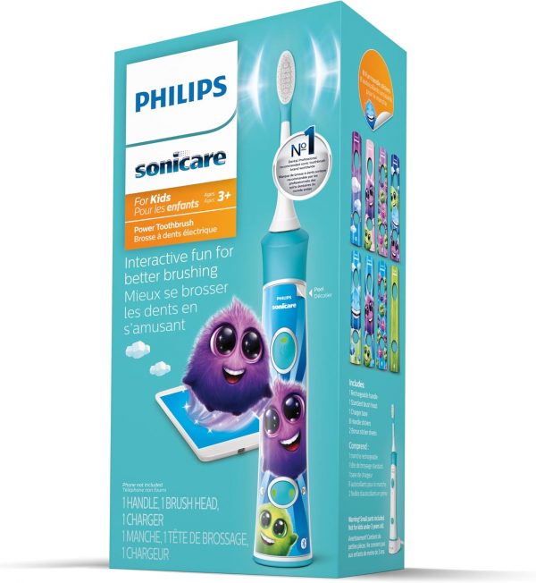 Elm Mart Philips Sonicare for Kids 3+ Bluetooth Connected Rechargeable Electric Toothbrush, Interactive for Better Brushing, Turquoise, HX6321/02