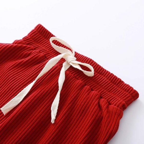 Elmmart Newborn Clothes Set Baby Boy Girl Ribbed Knitted Cotton Long Sleeve Romper Long Pants Solid Color Fall Winter Outfits