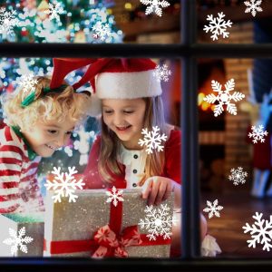 Elmmart LUDILO 135Pcs Christmas Window Clings Snowflakes Window Decals Static Window Stickers for Christmas Decorations Window Décor Ornaments Xmas Party Supplies Thanksgiving Party Décor