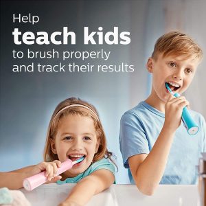 Elm Mart Philips Sonicare for Kids 3+ Bluetooth Connected Rechargeable Electric Toothbrush, Interactive for Better Brushing, Turquoise, HX6321/02