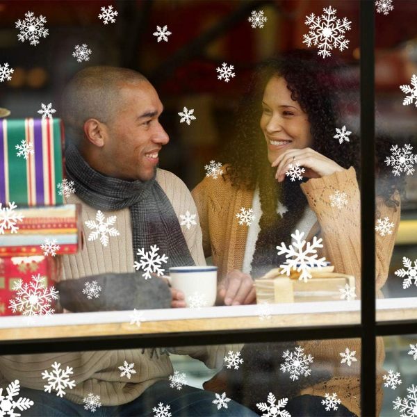 Elmmart LUDILO 135Pcs Christmas Window Clings Snowflakes Window Decals Static Window Stickers for Christmas Decorations Window Décor Ornaments Xmas Party Supplies Thanksgiving Party Décor