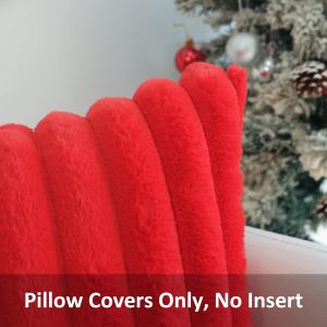 Elmmart JOJUSIS Pack of 2 Pillow Covers Faux Fur Plush Decorative Christmas Red Throw Couch Cushion Case Soft Pillowcases (Red, 18 x 18-Inch)