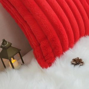 Elmmart JOJUSIS Pack of 2 Pillow Covers Faux Fur Plush Decorative Christmas Red Throw Couch Cushion Case Soft Pillowcases (Red, 18 x 18-Inch)