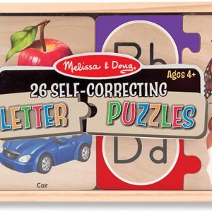 Elm Mart Melissa & Doug Self-Correcting Alphabet Wooden Puzzles With Storage Box (52 pcs)